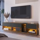 Ver imagem 4 de Rack Tv até 65" 180x37x46cm Mel Grafite 3 Gavetas Nicho Led Iluminação Rgb