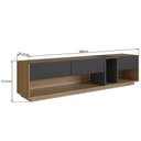 Ver imagem 3 de Rack Tv até 65" 180x37x46cm Mel Grafite 3 Gavetas Nicho Led Iluminação Rgb