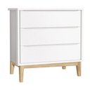 Ver imagem 4 de Jogo de Quarto Classic Guarda Roupa 3 Portas e Cômoda 3 Gavetas Branco Fosco com Pés Madeira Natural