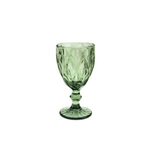 Conjunto 6 Taças de Água de Vidro Diamond Verde 320ml - Lyo