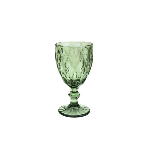 Conjunto 6 Taças de Água de Vidro Diamond Verde 320ml - Lyo