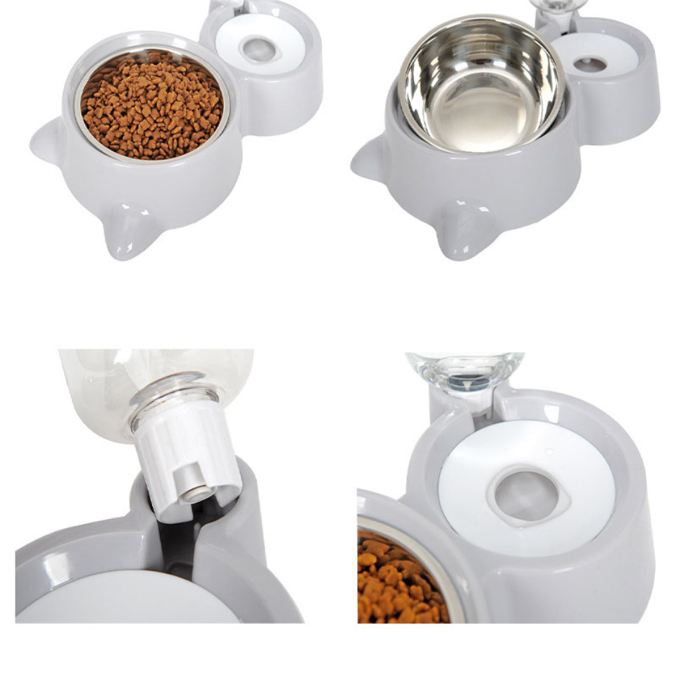 Bebedouro Automático e comedouro Pet duplo para pet com suporte para garrafa - 5