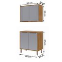 Ver imagem 4 de Balcão com Aéreo Aurea 80 Cm com 4 Portas Cinamomo/platina