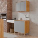 Ver imagem 2 de Balcão com Aéreo Aurea 80 Cm com 4 Portas Cinamomo/platina