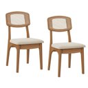 Ver imagem 2 de Kit 2 Cadeiras Estofadas em Tweed Claro Encosto Telado Estrutura 100% Mdf Nápoles