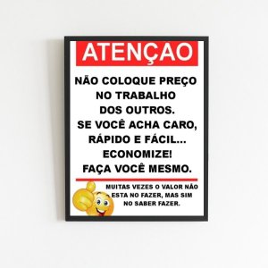 Quadro Aviso Para Clientes Sem Noção 24x18cm:Madeira branca