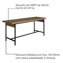 Banco 2 Lugares 110cm Est Aço Steel Quadra 27918 Vermont Artesano - 4