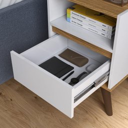 Mesa de Cabeceira Ted:branco/freijó - 5
