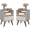 Ver imagem 1 de Mesa de Cabeceira Ted:branco/freijó