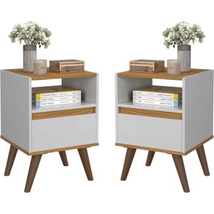 Mesa de Cabeceira Ted:branco/freijó