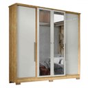 Ver imagem 2 de Guarda-roupa Casal Monaco 4 Portas 2 Gavetas com Espelho Marrocos/off White - Mx Móveis