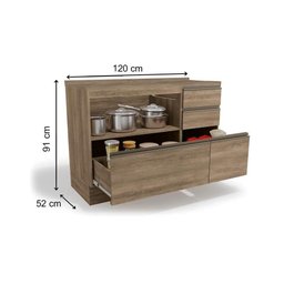 Balcão de Cozinha Maxxi G746 1 Porta e 4 Gavetas c/ Tampo Nogal/Preto - Kappesberg - 2