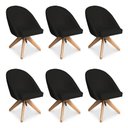 Ver imagem 1 de Kit 6 Poltronas Cadeira Giratória Bela Suede Base Madeira Preto Pallazio