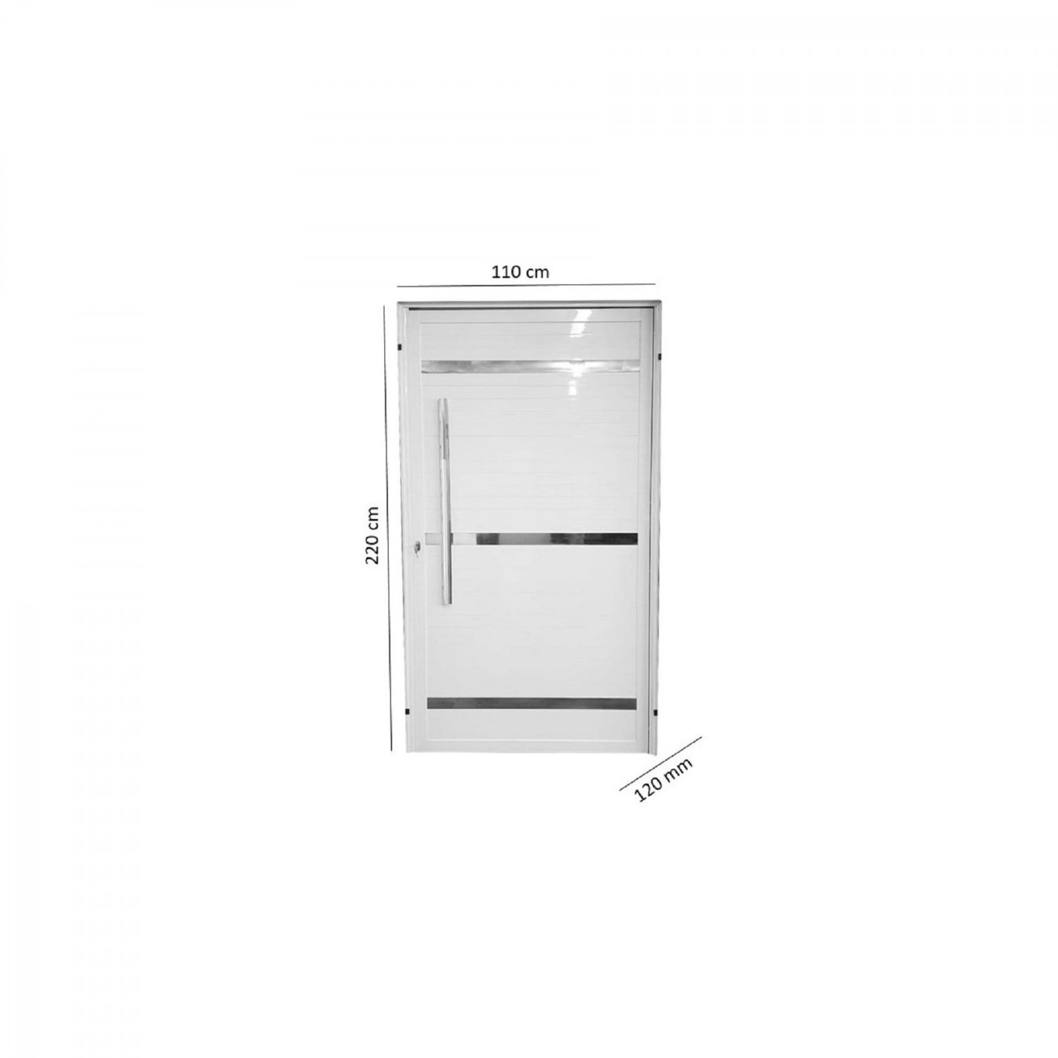 Porta de Aluminio Pivotante Branca com Frisos 220x110 MGM - 3