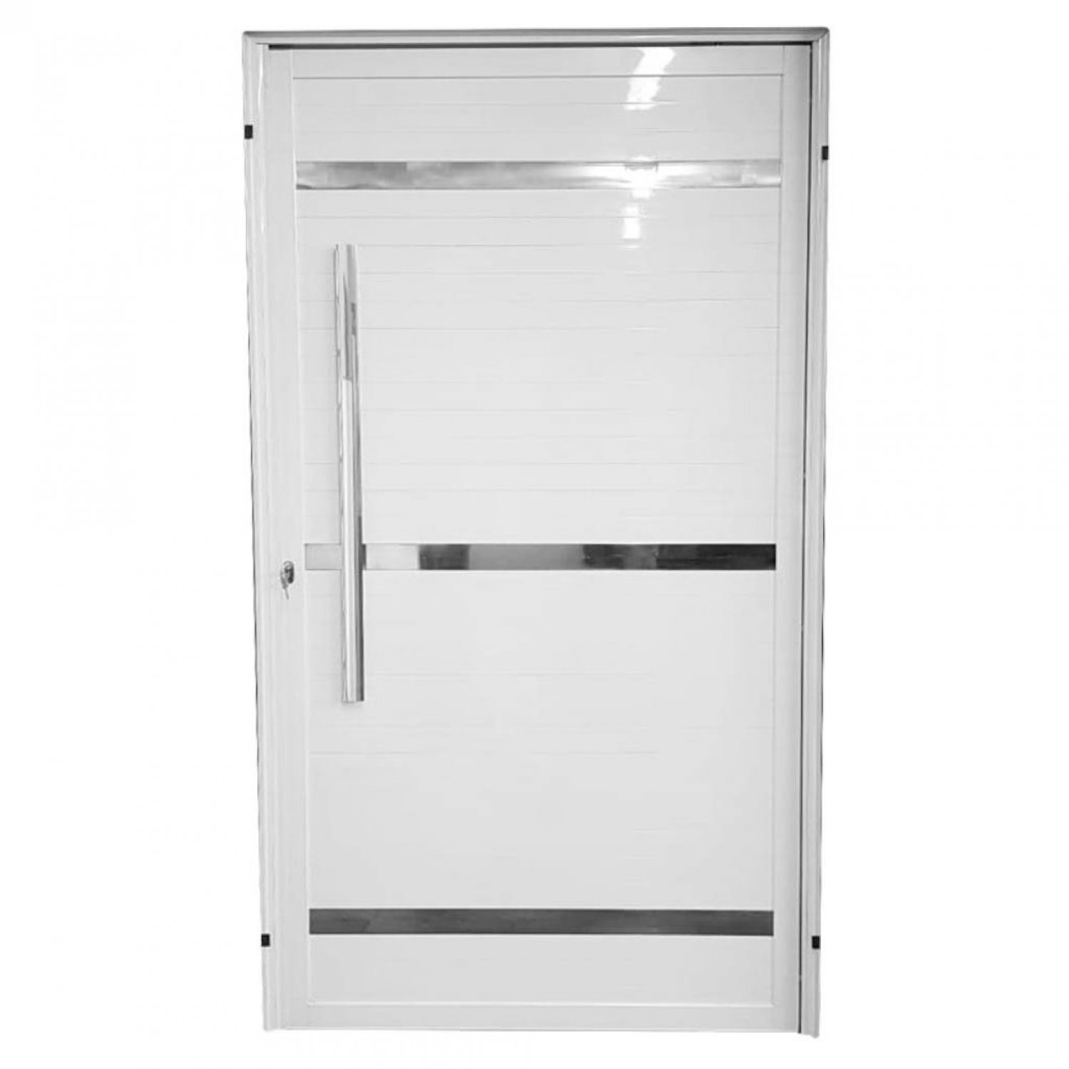 Porta de Aluminio Pivotante Branca com Frisos 220x110 MGM - 2