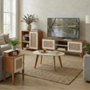 Ver imagem 1 de Conjunto Charlotte 180cm Retrô Tv 75" 4 Peças Cinamomo/off White