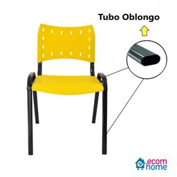 Kit com 10 Cadeiras Iso para Escola Escritório Comércio Amarela Base Preta - 6