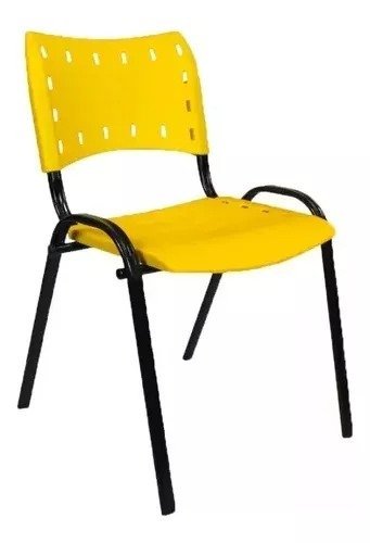 Kit Com 10 Cadeiras Iso Para Escola Escritório Comércio Amarela Base Preta - 2