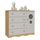 Ver imagem 2 de Cômoda Infantil 95cm 1 Porta com Vidro e 4 Gavetas Sonho Multimóveis Mp4474 Madeirado/off White