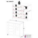 Ver imagem 4 de Cômoda Infantil 95cm 1 Porta com Vidro e 4 Gavetas Sonho Multimóveis Mp4474 Madeirado/off White