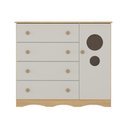 Ver imagem 7 de Cômoda Infantil 95cm 1 Porta com Vidro e 4 Gavetas Sonho Multimóveis Mp4474 Madeirado/off White
