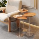 Ver imagem 5 de Conjunto de 3 Mesas Laterais Orgânicas Kaleo Base Champanhe Tampo Mel