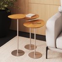 Ver imagem 3 de Conjunto de 3 Mesas Laterais Orgânicas Kaleo Base Champanhe Tampo Mel