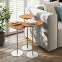 Ver imagem 2 de Conjunto de 3 Mesas Laterais Orgânicas Kaleo Base Champanhe Tampo Mel