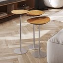 Ver imagem 4 de Conjunto de 3 Mesas Laterais Orgânicas Kaleo Base Champanhe Tampo Mel