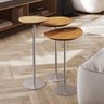 Conjunto de 3 Mesas Laterais Orgânicas Kaleo Base Champanhe Tampo Mel - 4