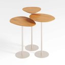 Ver imagem 1 de Conjunto de 3 Mesas Laterais Orgânicas Kaleo Base Champanhe Tampo Mel