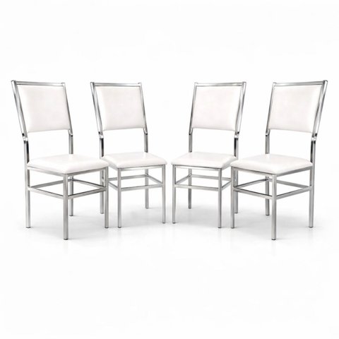 Kit 4 Cadeiras Flora de Cozinha e Sala de Jantar Reforço Cromada Assento e Encosto Branco