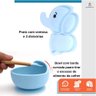 Kit Introdução Alimentar Bebê Silicone Prato Talher 10 Peças Azul - 3