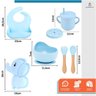 Kit Introdução Alimentar Bebê Silicone Prato Talher 10 Peças Azul - 6