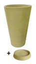 Ver imagem 3 de Kit Vaso Planta + Prato 75x50 Redondo Cônico Polietileno BGPLASTICOS BEGE CASTANHA 012