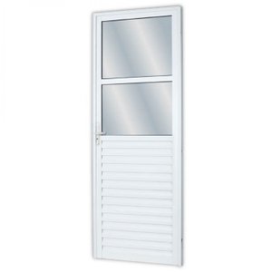 Porta de Alumínio 210x70cm com 2 Vidros Lisos Linha Solida Mgm Abertura Esquerda