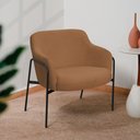 Ver imagem 2 de Kit 02 Poltronas Decorativas Jade Base Aço Preto Bouclé Terracota - Nexta Casa