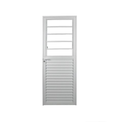 Porta de Alumínio Basculante 210x90cm com Vidro Liso Linha Solida MGM Abertura Direita Branco
