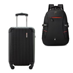 Kit Mala de Bordo 10kg Viagem Rígida Rodas 360º Abs Cadeado Segredo Gladiador A2mb com Mochila Execu - 1