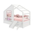 Ver imagem 5 de Cama Casinha com Janela com 02 Gavetas e Escorregador Madeira Maciça Branco/ Rosa Housin