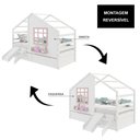 Ver imagem 6 de Cama Casinha com Janela com 02 Gavetas e Escorregador Madeira Maciça Branco/ Rosa Housin