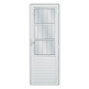 Ver imagem 2 de Porta de Alumínio Postico 210x80cm com 3 Vidros Lisos Linha Solida MGM Abertura Direita Branco
