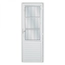 Ver imagem 1 de Porta de Alumínio Postico 210x80cm com 3 Vidros Mini Boreal Linha Solida MGM Abertura Esquerda Branco