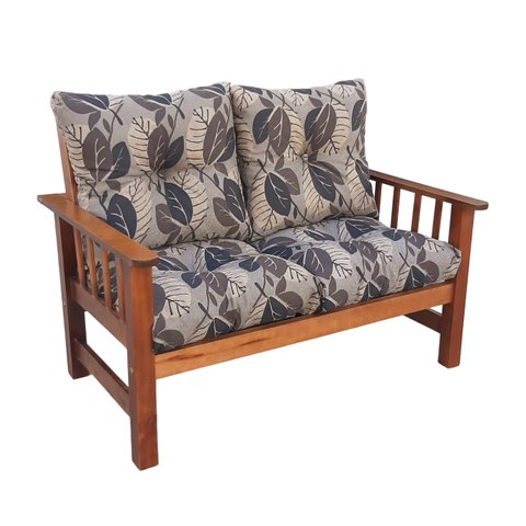 Sofá Banco Namoradeira Colinial Cancún 2 Lugares de Madeira Banco Super Resistente Estofado Floral T