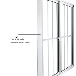Janela de Alumínio de Correr 100x150cm 2 Folhas com Grade e Vidro Liso Linha Soft MGM Branco - 5