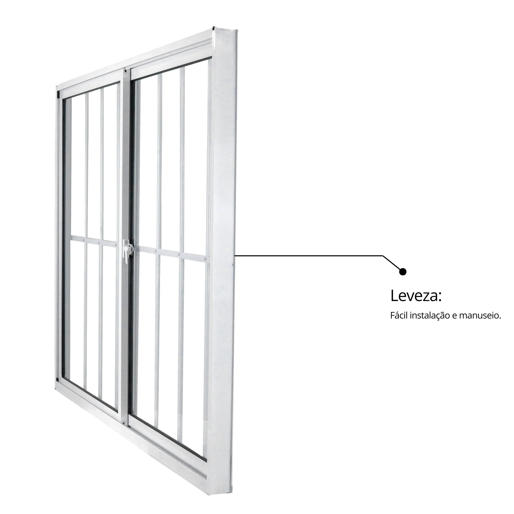 Janela de Alumínio de Correr 100x150cm 2 Folhas com Grade e Vidro Liso Linha Soft MGM Branco - 9