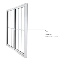 Janela de Alumínio de Correr 100x100cm 2 Folhas com Grade e Vidro Liso Linha Soft MGM Branco - 10