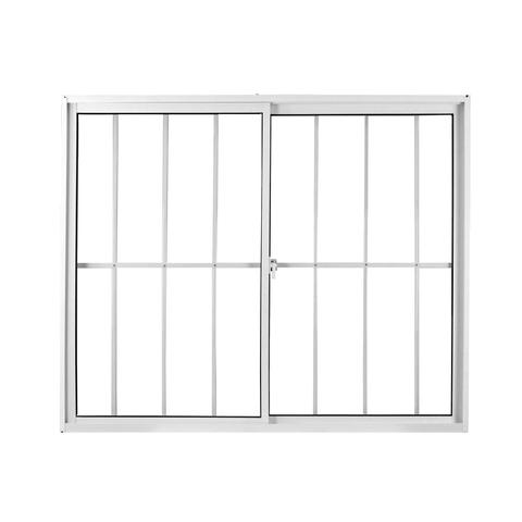 Janela de Alumínio de Correr 100x100cm 2 Folhas com Grade e Vidro Liso Linha Soft Mgm Branco