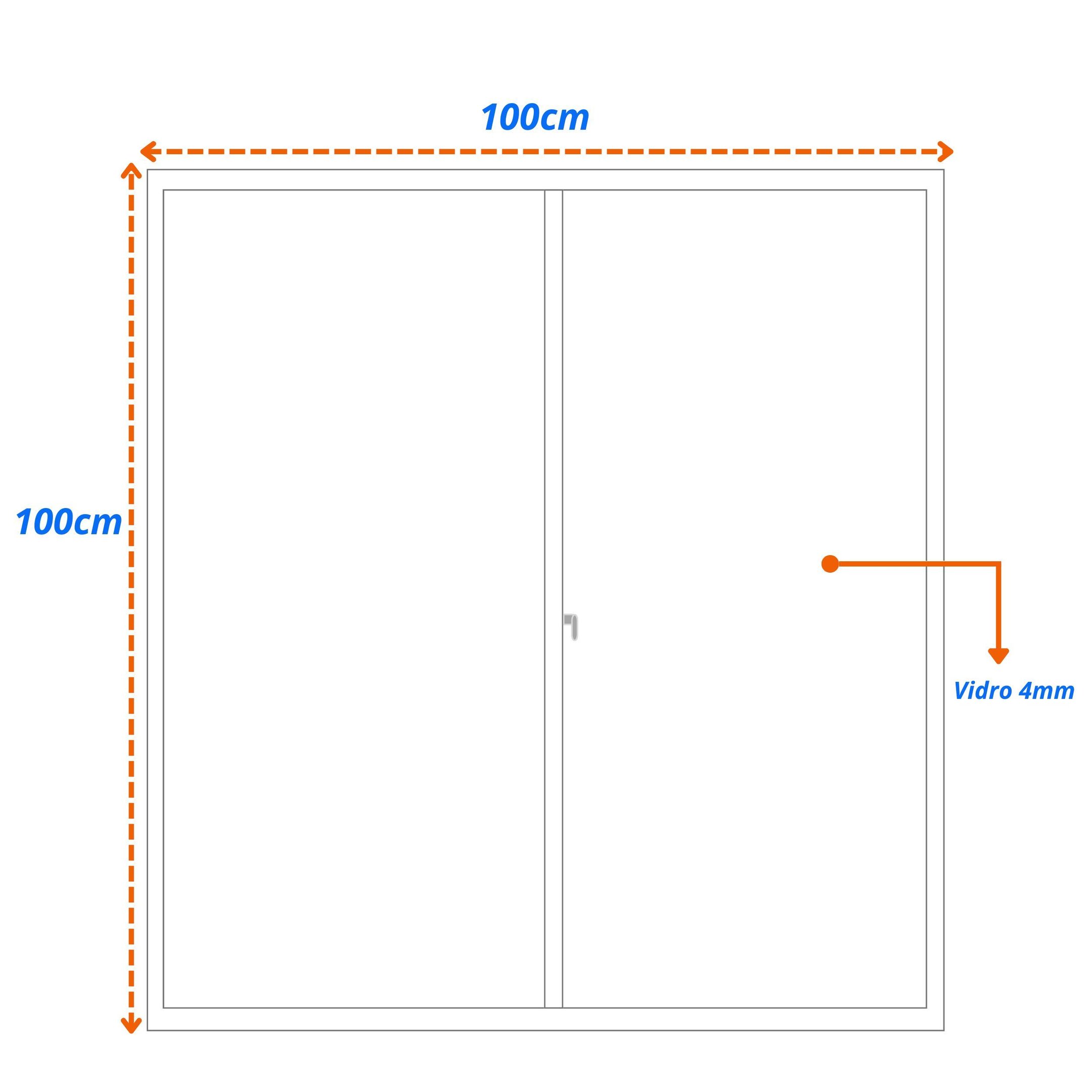 Janela de Alumínio de Correr 100x100cm 2 Folhas com Grade e Vidro Liso Linha Soft MGM Branco - 13