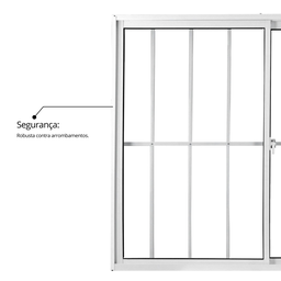 Janela de Alumínio de Correr 100x100cm 2 Folhas com Grade e Vidro Liso Linha Soft MGM Branco - 11